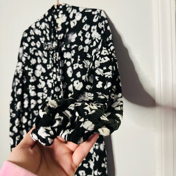 Ted Baker Black White Wilmy Longline Neck Bow Button Up Midi Dress Size 2 - Picture 9 of 16